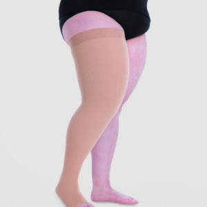 Juzo Expert Oberschenkelstrumpf in Almond mit Spitzabschluss