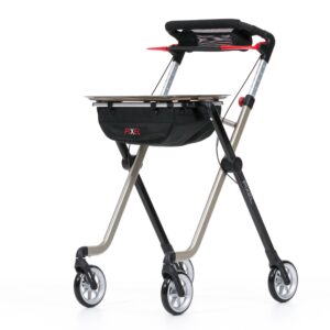 REHASENSE Indoor Rollator Pixel in Schwarz-Champagner mit Tablett und Tasche