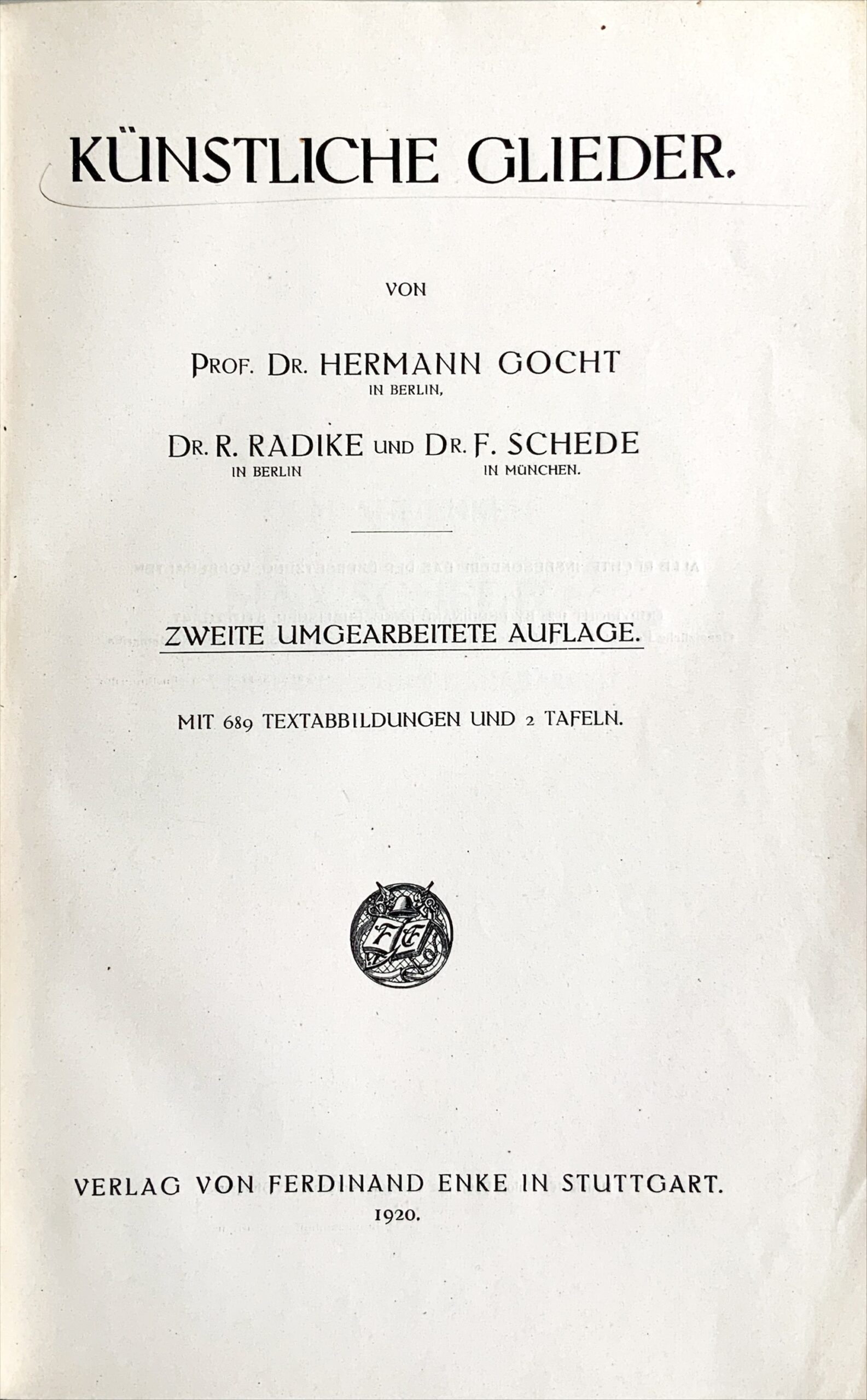 Fachbücher 9 1920 Fachbuecher KuenstlicheGlieder Gocht Radike Schede Titelseite scaled