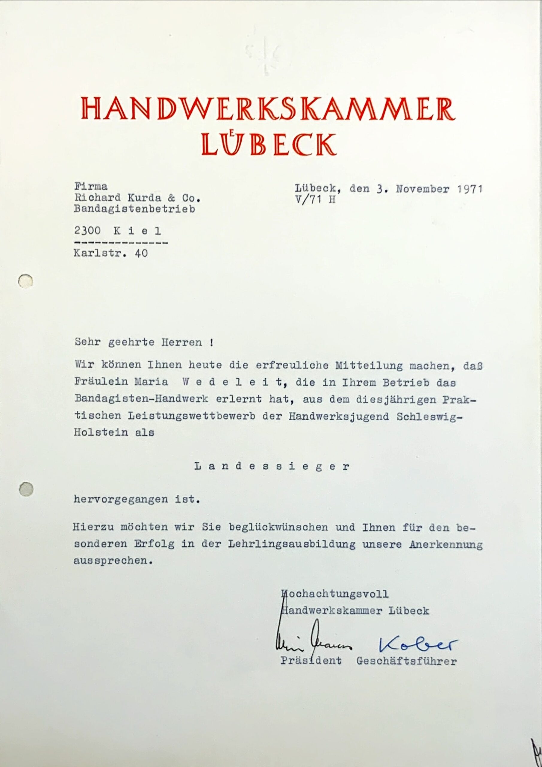 1971 AuszeichnungenZertifikate PraktischerLeistungswettbewerbDerHandwerksjugend MariaWedeleit scaled