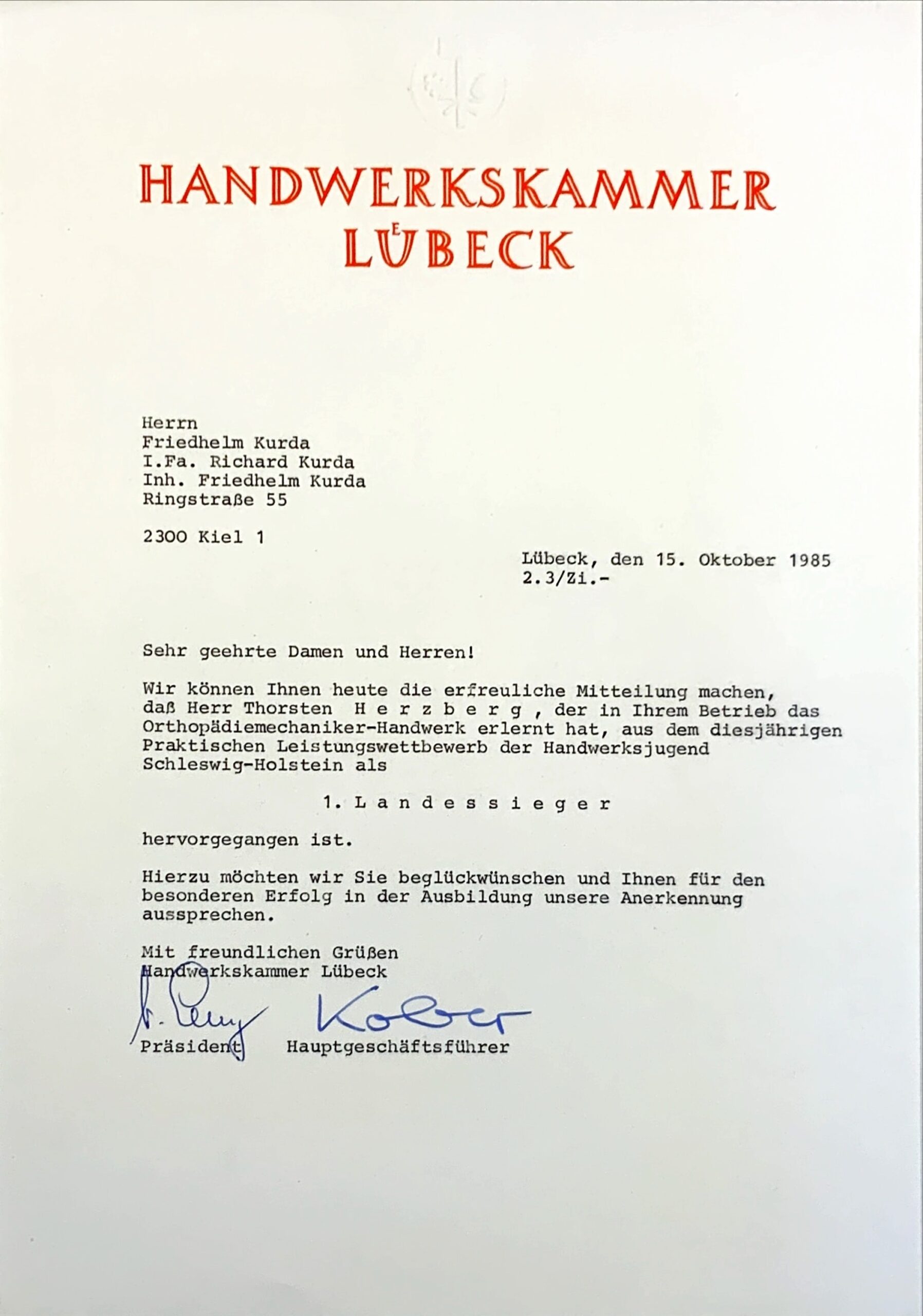 1985 AuszeichnungenZertifikate PraktischerLeistungswettbewerbDerHandwerksjugend ThorstenHerzberg scaled