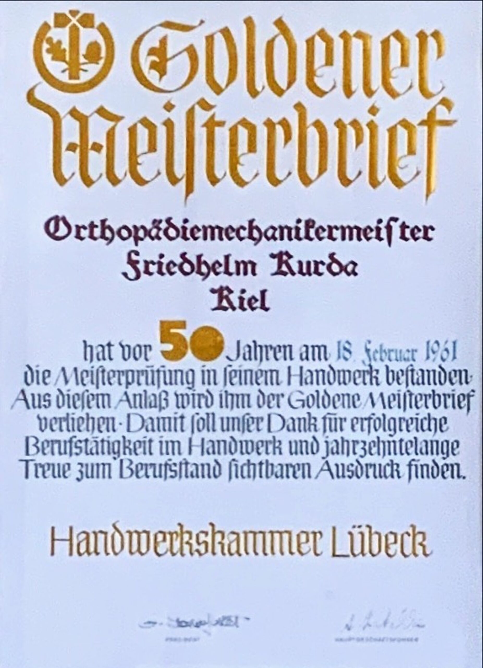 2011 Meisterbriefe GoldenerMeisterbrief FriedhelmKurda scaled